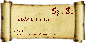 Szoták Bartal névjegykártya